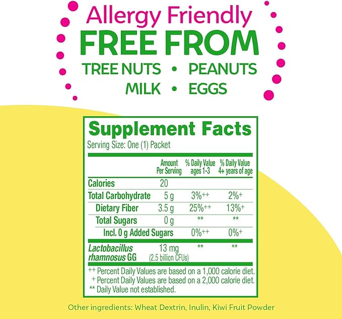 Culturelle Kids Probiotic + Fiber Packets (Ages 1+) - 60 Count - Digestive Health & Immune Support - Helps Restore Regularity