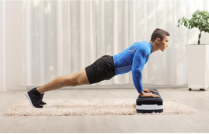 HolaHatha Compact Portable Aerobic Step Platform Exercise Fitness Equipment, Cardio Stepper with Adjustable Height for Home Gym