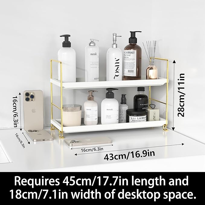 FSyueyun 2-Tier Makeup Shelf Organizer for Vanity
