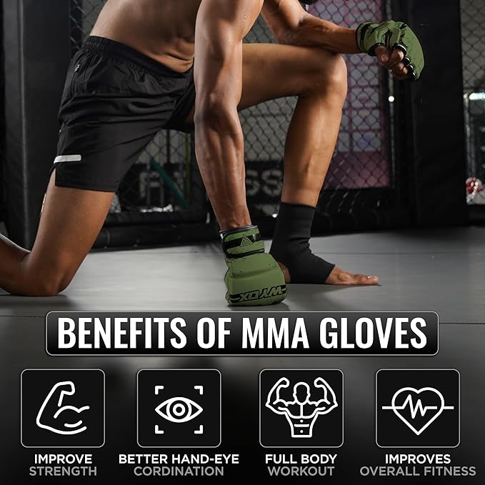 WYOX MMA Gloves for Men & Women β Grappling & Sparring Boxing Gloves with Open Palm Design, Padded Fingerless Training Gloves for Kickboxing, Muay Thai, Youth & Heavy Bag Workouts