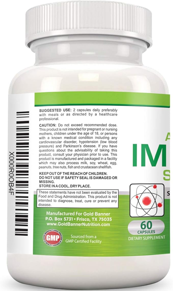 Gold Banner Immune Support Supplement Superior Anti-Oxidant - Boosts Immune System with Red Raspberry, Pomegranate, Pine Bark, Grape Seed, Green Extracts- Polyphenols, Lycopene