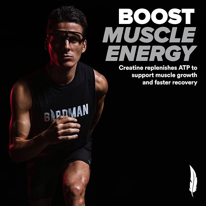 BIRDMAN Micronized Creatine Monohydrate Powder, Muscle Recovery, Caffeine Free, Creatine Pre Workout, Vegan, Post Workout, Gluten Free, Sugar Free | 80 Servings (5 Grams Each) | 0.8lb