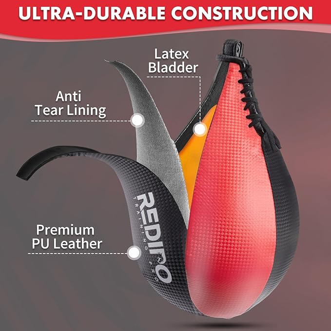 Boxing Speed Bag - PU Leather Speed Punching Ball for Boxing, MMA Training Speed Ball Reflex Ball Boxing Equipment, Punching Bag Workout Kicking Training Home Gym Exercise Speed Ball