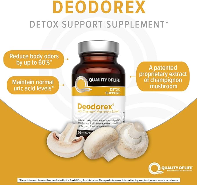 Quality of Life - Detoxification Support - Fight Bad Breath and Body Odor - Deodorex - 60 Vegicaps