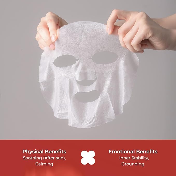 INNA Organic Sheet Mask - Soothing, Sun relief, Calming, EWG & COSMOS Certified (Pack of 5) | Rose Geranium Essential Oils Infused Skin Care | Luxury Clean Beauty