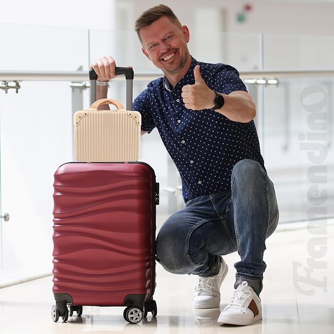 Framendino, Portable Hard Shell Cosmetic Suitcase Makeup Travel Case Pink