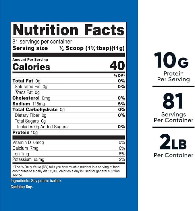 Nutricost Soy Protein Powder, 2 LB Unflavored, 10 Grams of Protein Per Serving, Vegetarian, Non-GMO & Gluten Free