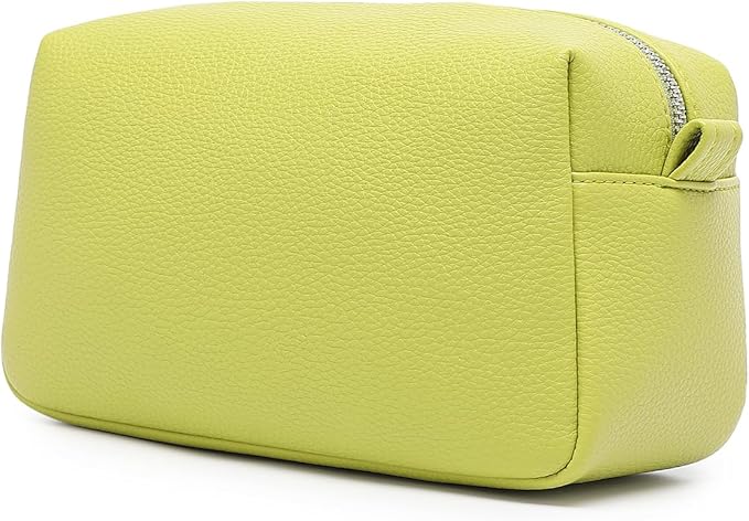 PU leather Organizer Bag Lightweight Cosmetic Bag with Ring Clasp Perfect Travel Makeup Bag for Women (Grass/PU)