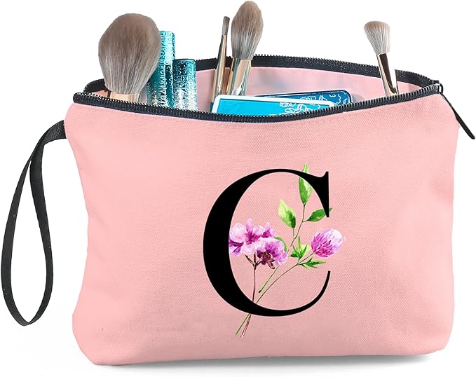 SEAMOON Birthday Thank You Appreciation Monogrammed Gifts for Mom Aunt Teacher Sister Friend Coworkers Bride Bridesmaid Makeup Cosmetic Bag with Mirror Mothers Day Christmas Graduation C