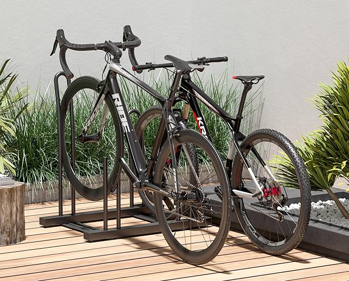 CXWXC 1-3 Bicycle Stand - Bike Floor Parking Stand for Garage/Home - Bike Storage Rack fit 26”-29” Mountain Road Bikes (for 2 bikes)