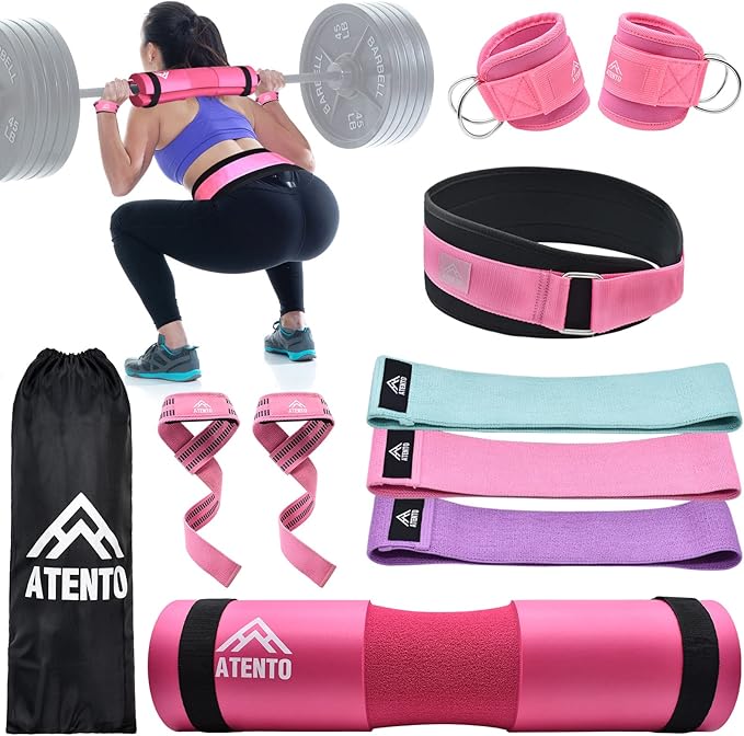 ATENTO 10Pcs Barbell Pad Set with Weight Lifting 3 levels 2 Gym 2 Lifting