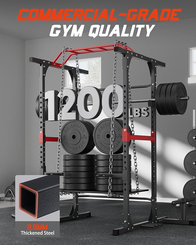 Power Cage, 1200lbs Capacity Power Rack with Adjustable