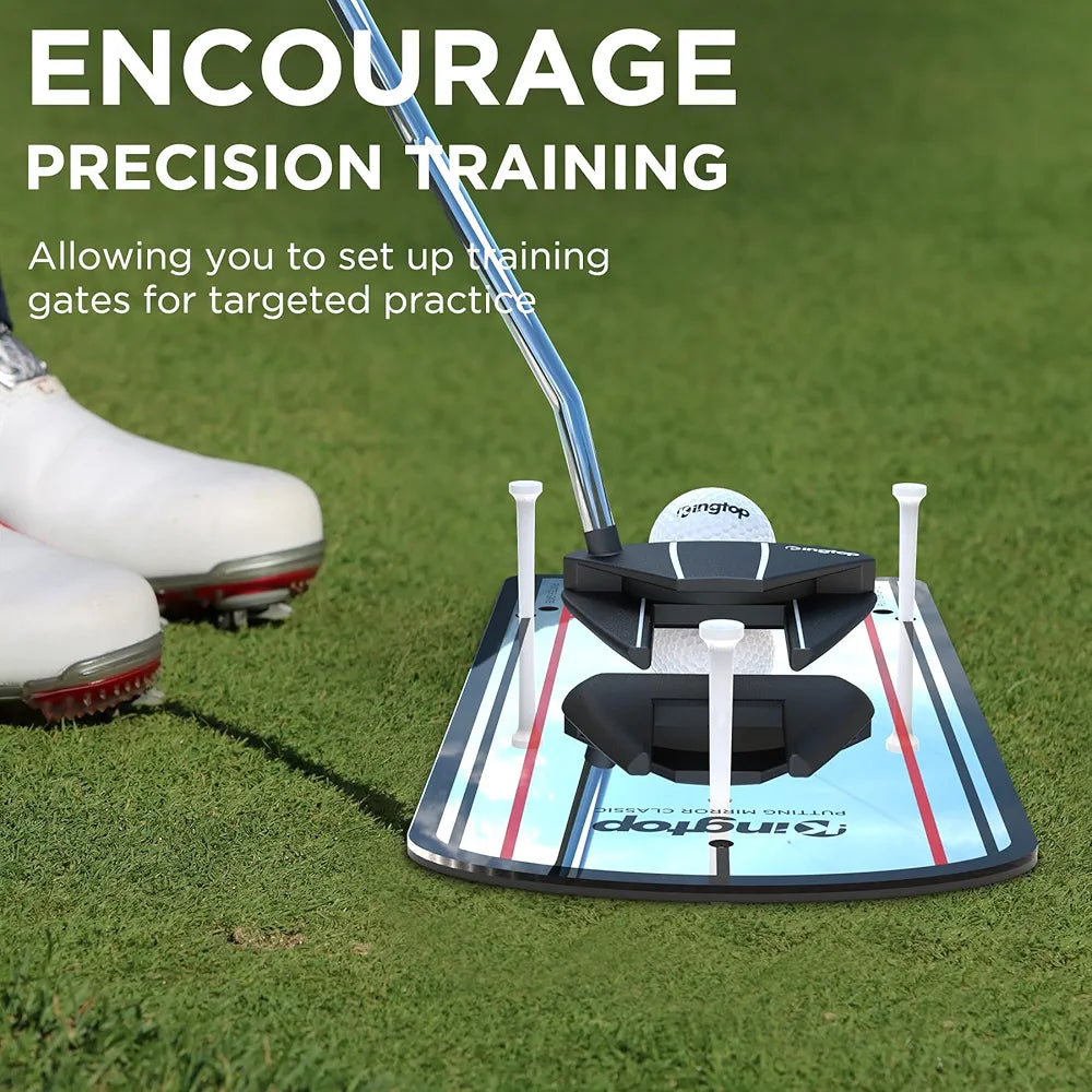 KINGTOP Golf Putting Mirror - Alignment Putting Training Aids for Consistency & Accuracy - Ideal for Indoor | Outdoor Practice, with Carry Bag and Golf Tees