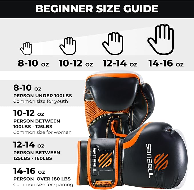 Sanabul Essential Gel Boxing Gloves for Men & Women, Kickboxing MMA, Muay Thai Gloves and Heavy Bag Training Punching & Sparring