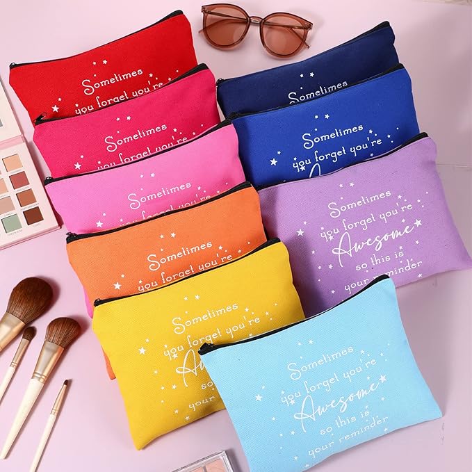 Sieral 24 Pcs Inspirational Makeup Bag Appreciation Nurse Gift for Women You're Awesome Cosmetic Bags Employee Motivational Gifts for Coworkers Teacher Mom Assistant Nurse(Bright Color)