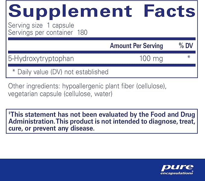 Pure Encapsulations 5-HTP 100 mg - Brain Health, Sleep Regulation & Appetite Support* - 5-Hydroxytryptophan - Gluten Free & Non-GMO - 180 Capsules