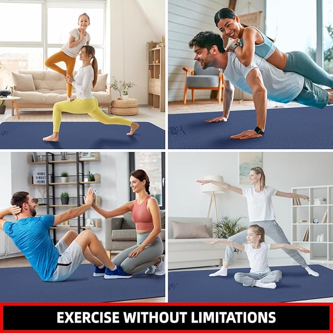 Extra Large Exercise Mat, 10'x6'/9'x6'/8'x6'/7'x5'/6'x4' (8mm/10mm) Thick Workout Mat for Home Gym Flooring, Garage, Shoe-Friendly, High-Density, MMA, HIIT, Weight Lifting, Cardio&Strength