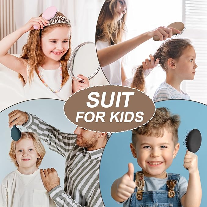 Mini Boar Bristles Hair Bursh, Travel Size Hair Brush for Women Men Kids, Protable Small Hair Brush for Pockets Purses, Mini Detangler Brush for Smooth Add Shine (1 Pack-Mocha)