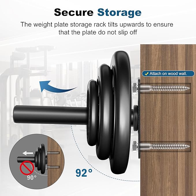 Weight Plate Holder, Wall Mounted Weight Rack Storage for Olympic Weight Plate,Home Gym Organizer