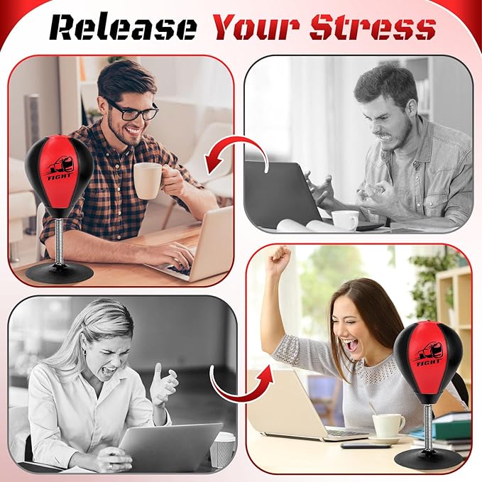 Desktop Punching Bag, Stress Relief Boxing Bag Speed Balls, Desk Punching Bag Stress Buster-Super Suctions to Your Desk, Christmas Thanksgiving White Elephant Gifts for Boss or Coworker