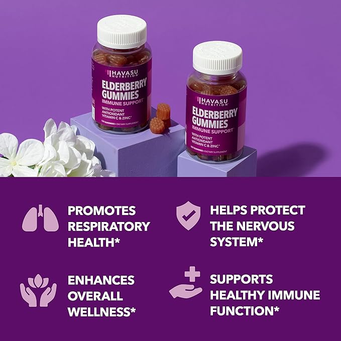 Sambucus Elderberry Gummies for Adults - Immune Support Gummies with Elderberry, Vitamin C and Zinc - Sambucus Elderberry Immune Support with Elderberry Extract - 2 Month Supply Berry-Flavored Gummies