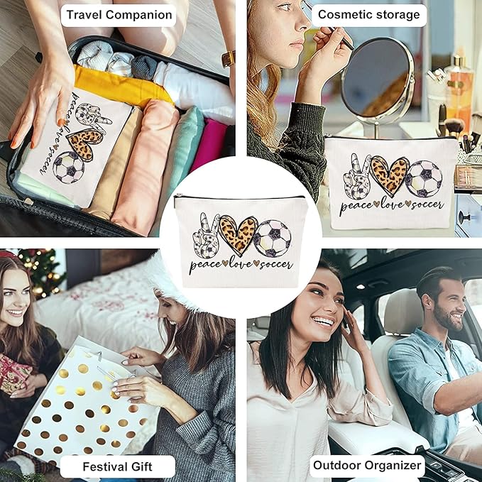 Soccer Gifts Makeup Bag - Inspirational Gift for Soccer Lovers , Ideal for Mom, Grandma, Sister, Coworker, Friend, BFF | Birthday or Any Occasion , Women's Gift