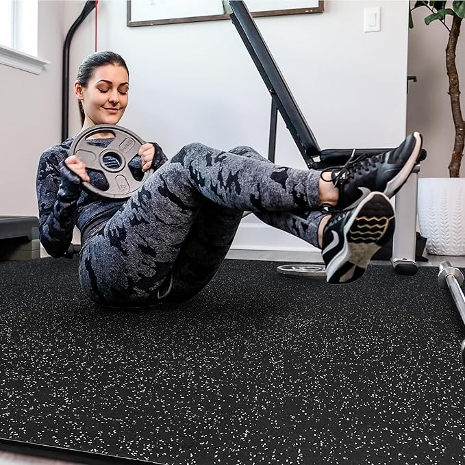 SUPERJARE 0.4 Inch Gym Flooring for Home Gym 24 Tiles 24"" x 24"" Workout (96 sqft),