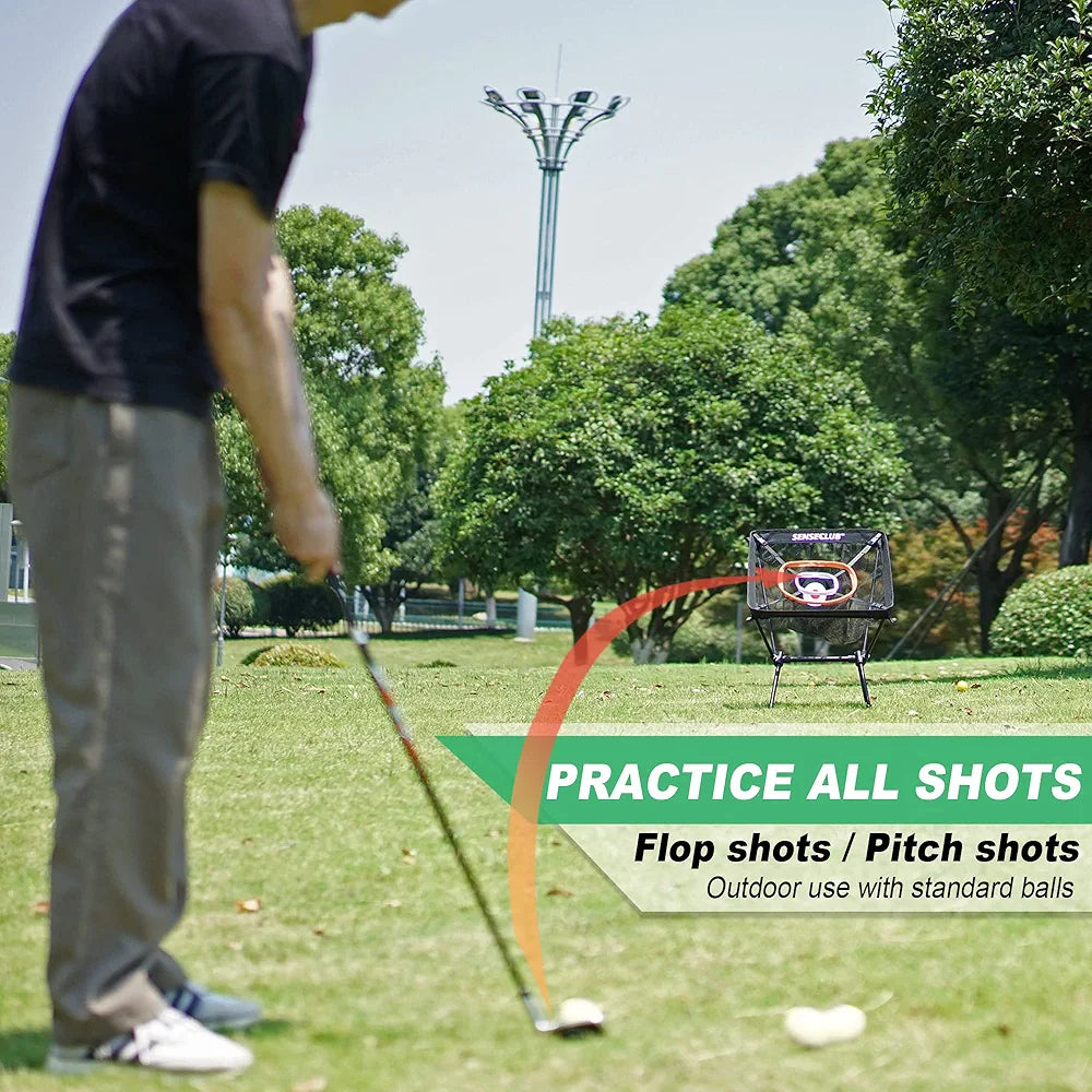 Foldable Chipping Net with Mat & Balls, Indoor Golf Practice Chipping Target, Backyard Golf Game & Gifts