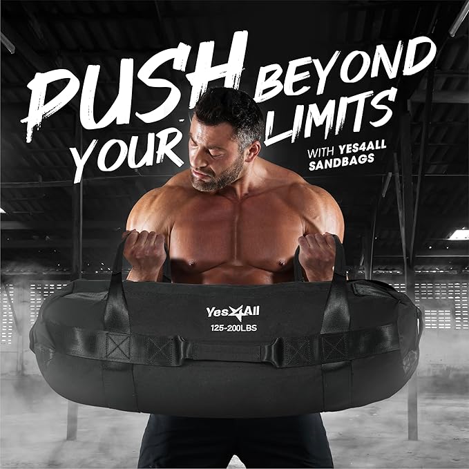 Yes4All Sandbags for Working Out, Adjustable Sand Bags for Weight Training with Handles, Multiple Colors & Sizes 5-200lbs