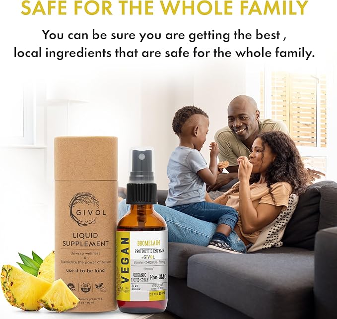 Organic Raw Bromelain Mist-Liquid Pineapple Extract - Enhanced Potency 500mg, for Kids & Adults - for Digestive Health, Inflammatory Response, and Healing - Non-GMO - 60ml 120 Day Supply
