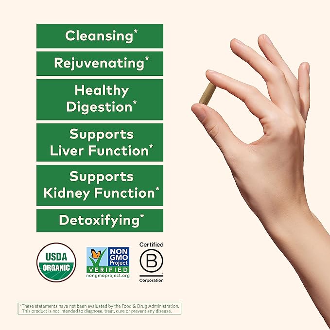 Organic India Liver and Kidney Cleanse Detox Repair - Herbal Supplement - Detoxify & Rejuvenate, Supports Healthy Liver & Kidney Function, Vegan, USDA Certified Organic, Non-GMO - 90 Capsules
