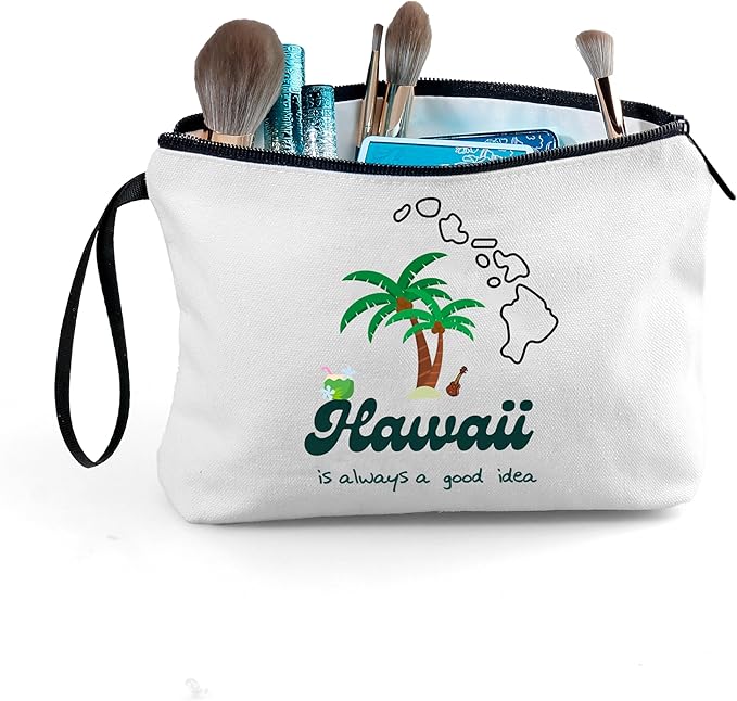 Hawaii Makeup Bag - Summer & Beach Gifts for Women, Travel & Birthday Gifts for Friends, Family
