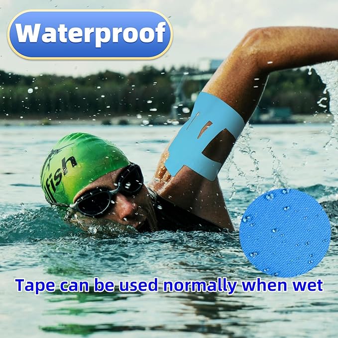 IEADEN Precut Kinesiology Tape for Shoulder, 10 Pcs - Shoulder Support & Stability, Shoulder Pain Relief Athletic Tape - Waterproof & Elastic, Breathable Hypoallergenic Latex-Free Tape, Black