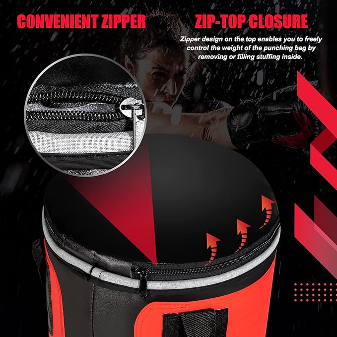 Goplus Punching Bag for Adults, 56 lbs Heavy Hanging Boxing Bag Set with 12 OZ Punching Gloves & Hand Wraps, Filled Kickboxing Bag Perfect for MMA, Muay Thai, Karate, Taekwondo Home Gym Training