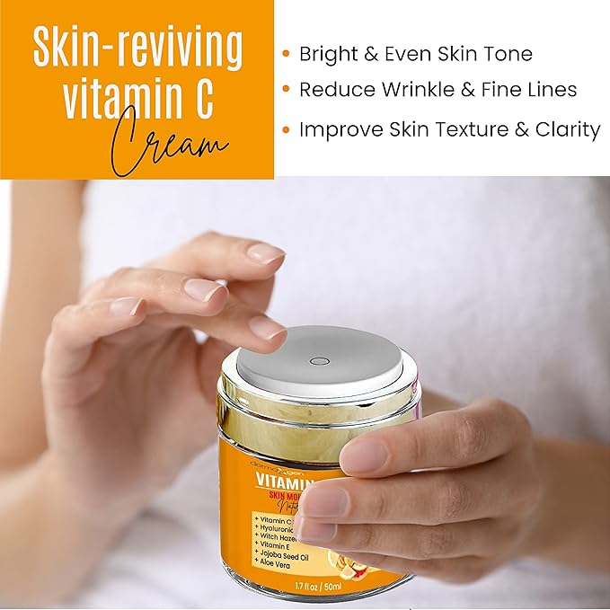 Vitamin C Complete Facial Care Kit - Organic Glowing Skin Anti-Aging, Rejuvenating, Boosting Collagen & Hydrating - Day & Night Brightening Skincare Gift Set