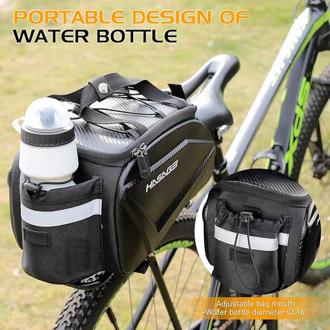 Bike Bag,Bicycle Bag,Bike Rack Bag,About 9L Big Capacity,Waterproof,Toolless Installation,Durable,With Portable Strap & Rain Cover Bike Trunk Storage Travel Bag Panniers