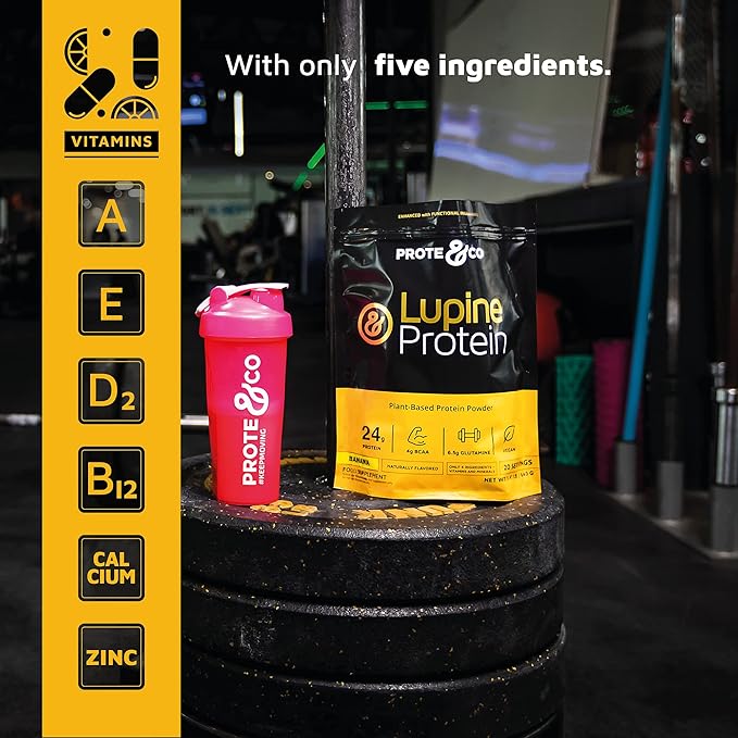 Prote&co Lupine Protein - Lupin-Based Vegan Protein Powder, 24g Plant Based Protein, Non GMO, Soy Free, Gluten Free, Dairy Free, No Sugar Added, Lactose Free, Chocolate Naturally Flavored, 1.63 Lb.