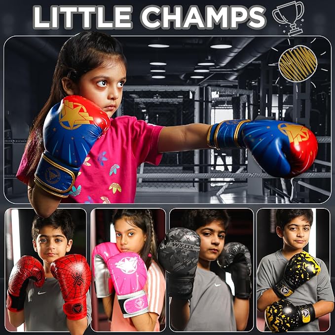 WYOX Kids Boxing Gloves 4oz 6oz 8oz โ Youth Punching Gloves for Boys & Girls Ages 3โ15 โ Sparring Gloves for Punching Bag, Kickboxing, Muay Thai, MMA โ Boxing Gloves for Kids Training Set