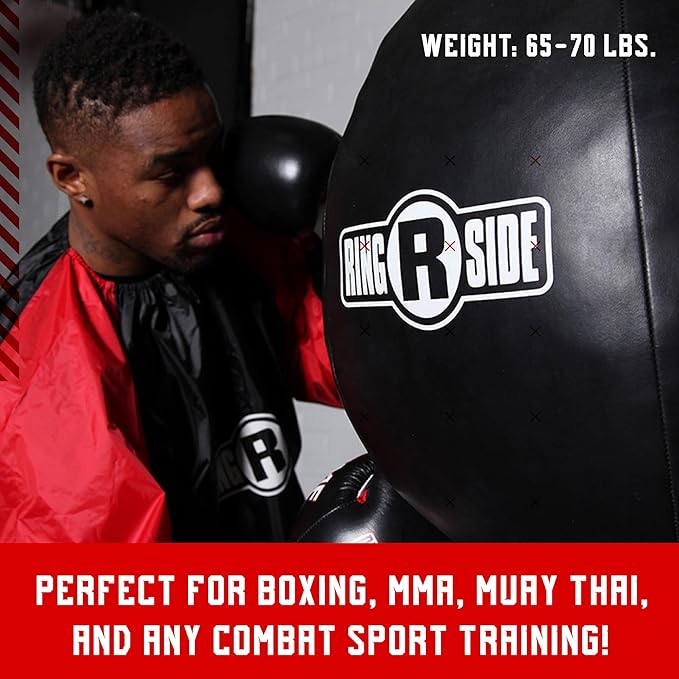 Ringside Body Snatcher Heavy Bag, Soft-Filled, Synthetic Leather Punching Bag for Boxing, MMA, Muay Thai, and More, Includes Heavy-Duty Chain and S-Hooks Connections, 65 Pounds, 22" x 24"