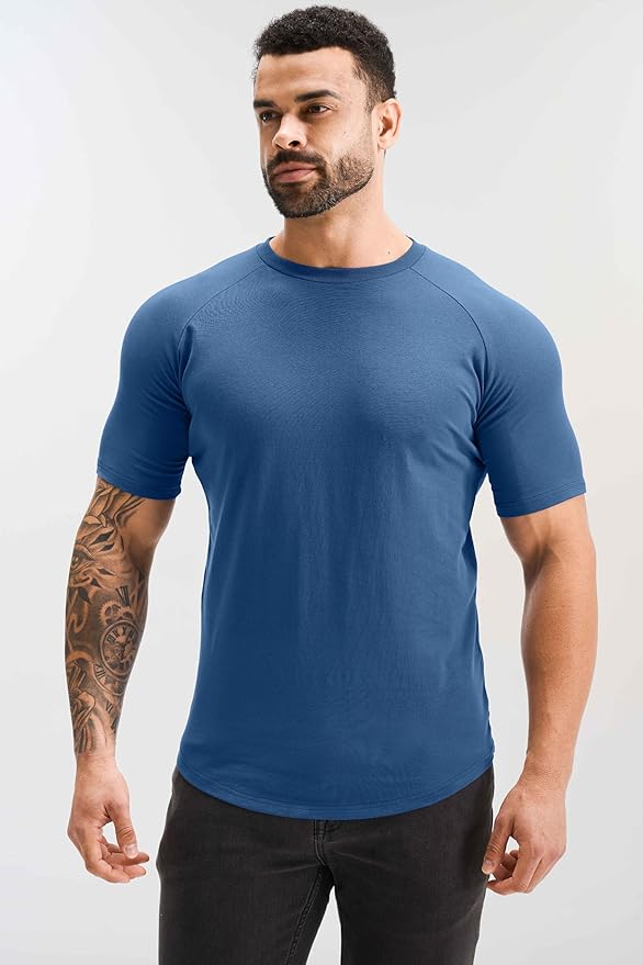 GYM REVOLUTION Men's 5 Pack Workout Gym Hipster Curved Hem Muscle Fitness Hip Hop T Shirts