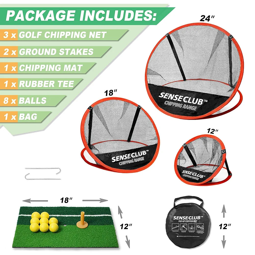 Foldable Chipping Net with Mat & Balls, Indoor Golf Practice Chipping Target, Backyard Golf Game & Gifts