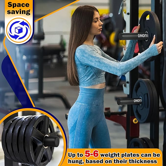 Weight Plate Holder, Power Rack Attachments Squat Rack Weight Plate Holder Storage for 2 inch Olympic Plates, Universal Fit 2x2, 2x3, 3x3 Power Cage, 1"and 5/8" Hole Compatible