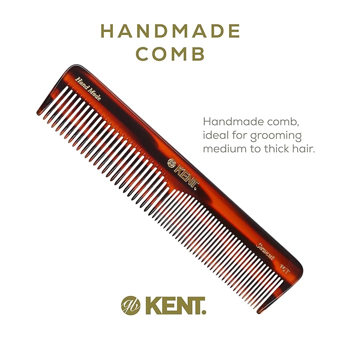Kent 16T Fine Tooth and Wide Tooth Comb for Daily Grooming, Handmade Styling Comb for All Hair Types, Styling and Detangling Combs for Men and Women