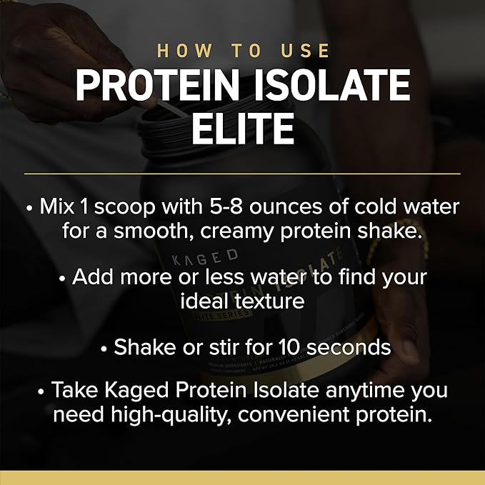 Kaged Protein Powder Elite: 100% Isolate Blend Whey, Casein, and Milk Protein Blend for Recovery and Muscle Building | Vanilla | 2lbs