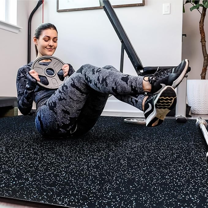 SUPERJARE 0.4 Inch Gym Flooring for Home Gym 12 Tiles 24" x 24" Workout (48 sqft)