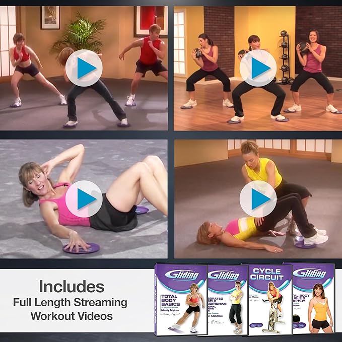 Gliding Discs for Working Out - Exercise Sliders 1 Pair, 4 Streaming