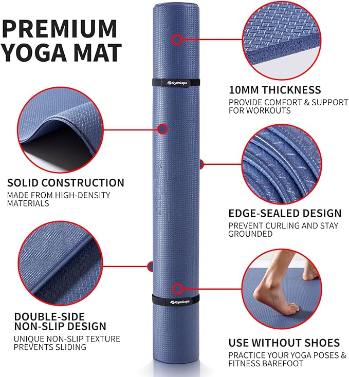 Extra Large Exercise Mat, 10'x6'/9'x6'/8'x6'/7'x5'/6'x4' (8mm/10mm) Thick Workout Mat for Home Gym Flooring, Garage, Shoe-Friendly, High-Density, MMA, HIIT, Weight Lifting, Cardio&Strength