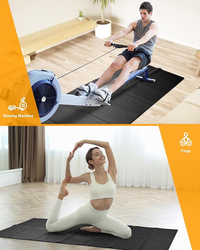 Foldable Rubber Treadmill Mat - Exercise Bike Mat