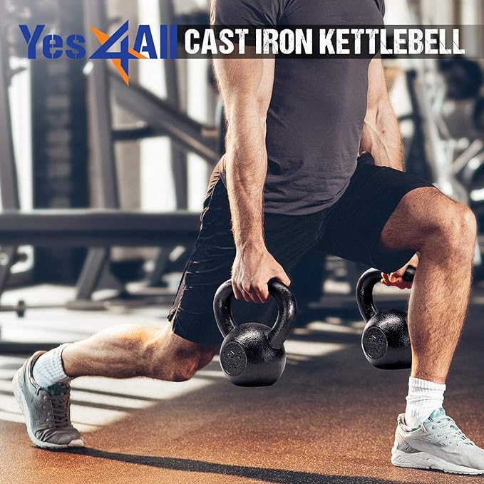 Yes4All Kettlebell Cast Iron Sets 5 - 10 15 - 20 - 25 - 30 lbs,