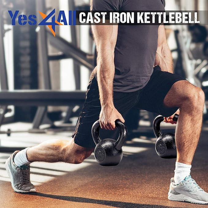 Yes4All Kettlebell Cast Iron Sets 5 - 10 15 - 20 - 25 - 30 lbs,